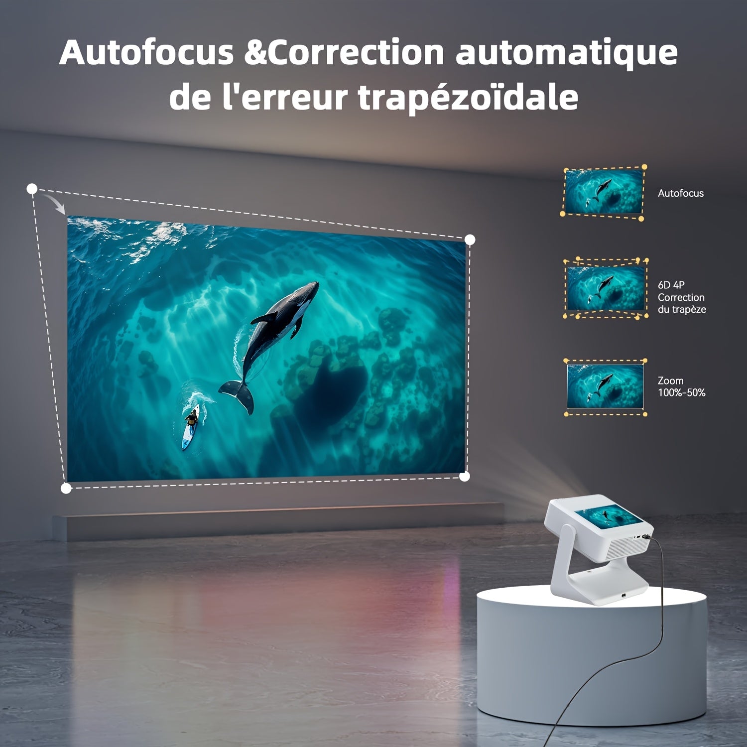 Home Theater Projector 4K Touchscreen Android 12 Portable HD 400 ANSI Brightness