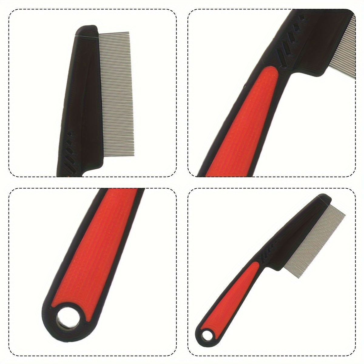 Peine para cabello de acero inoxidable de dientes finos para cabello grueso y eliminación de caspa