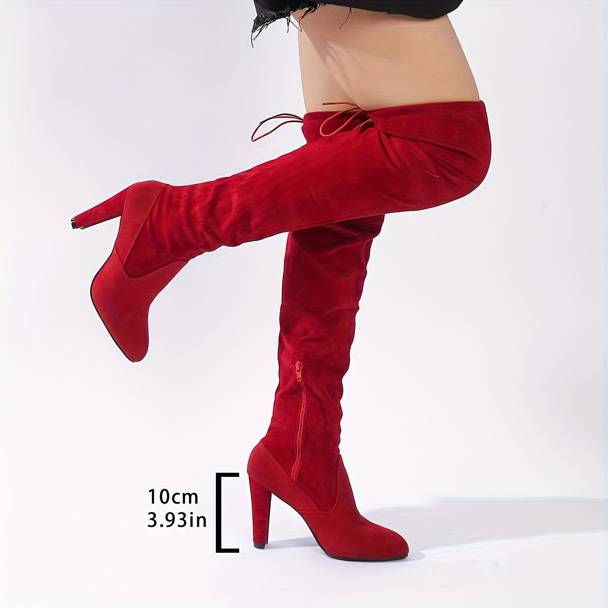 Women's Over-the-Knee Boots Black Platform Heels Elegant Cushioned Sole