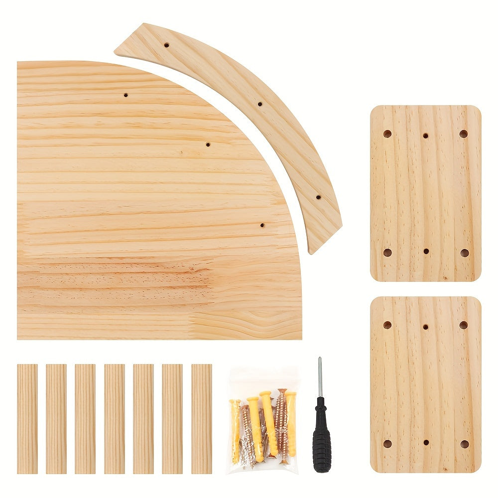 Wall-Mounted Cat Perch Made of Solid Wood for Climbing and Lounging