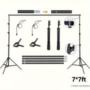 Adjustable Photography Backdrop Stand 7x7ft or 7x10ft with Clamps and Carrying Bag