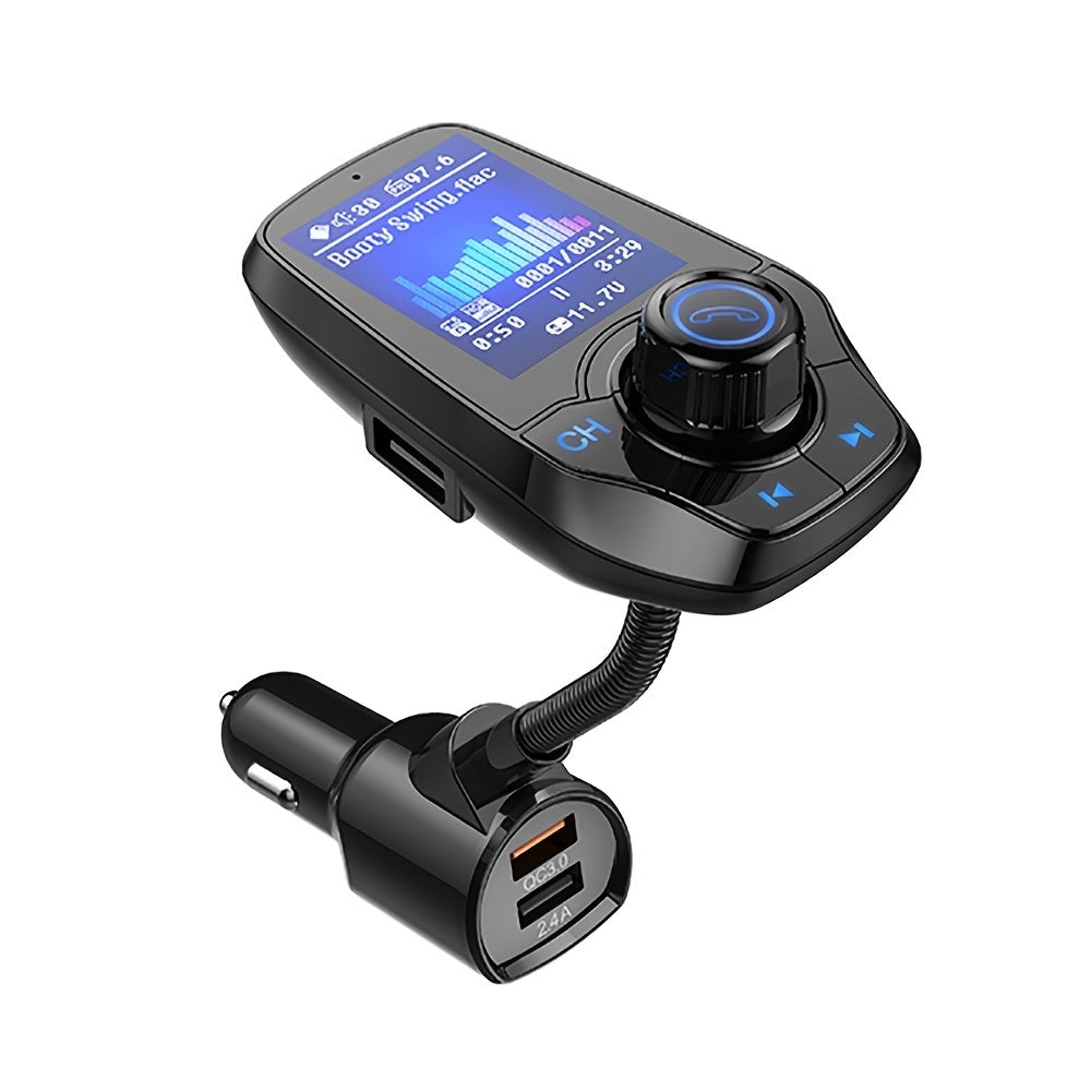 In-Car Wireless FM Transmitter Adapter Kit with Color Display USB Charger