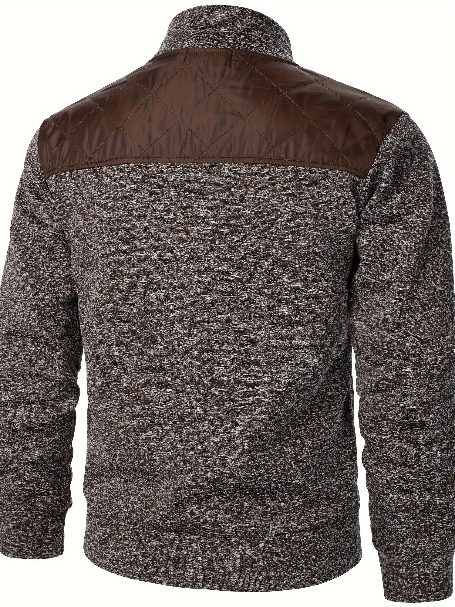 Men's Quilted Polyester Jacket with Long Sleeves and Stand Collar for Spring and Autumn Outdoor Wear