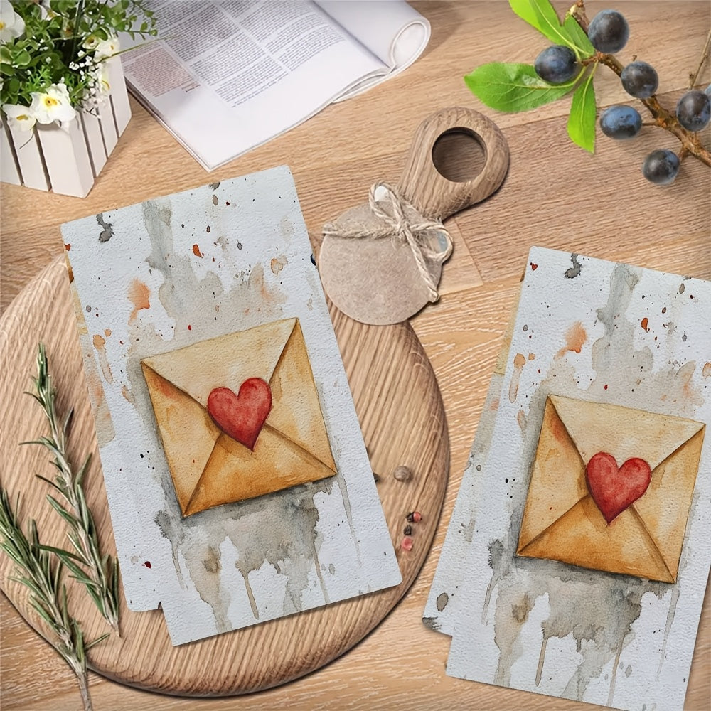 Juego de 2 toallas de cocina para el Día de San Valentín, toallas de lavado ultra suaves y absorbentes