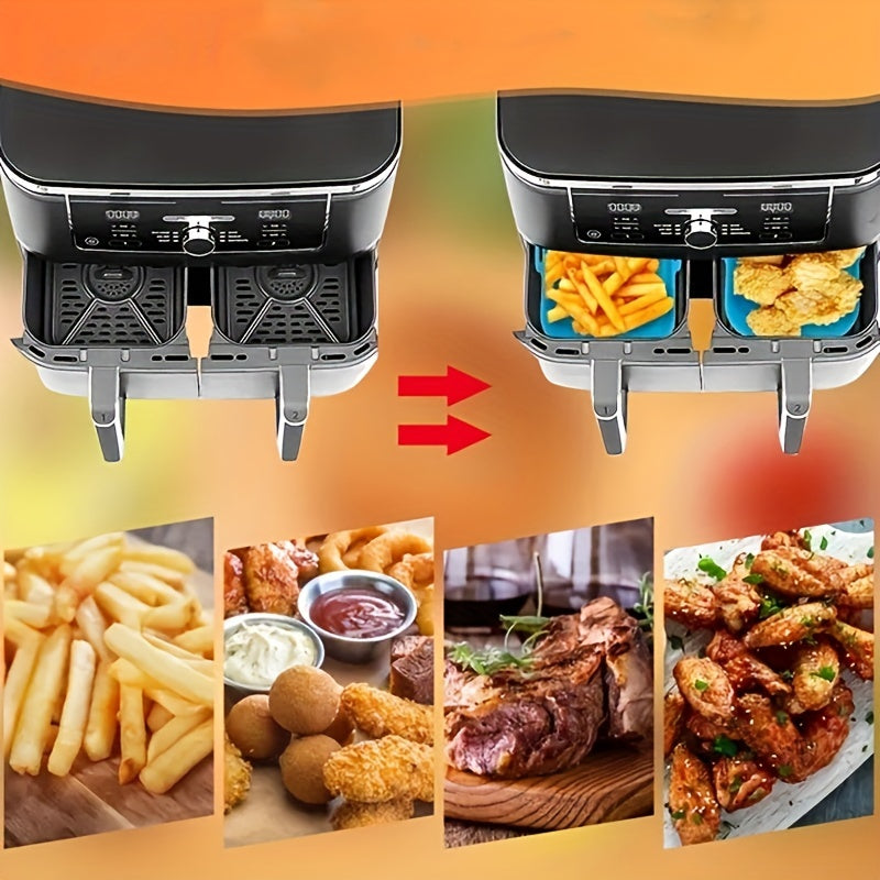 1/2 dona kvadrat havo fritüri silikon qozon oven pishirish panjara uchun, o'lchami 19.48cm x 12.7cm x 6.99cm.