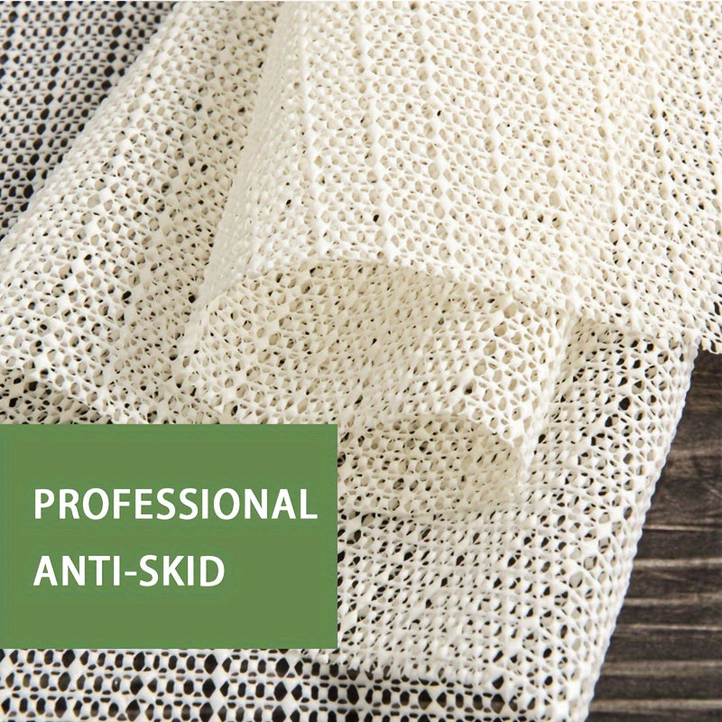 Beige PVC Non-Slip Rug Mat for Bedroom Living Room Kitchen Bathroom Indoor Use