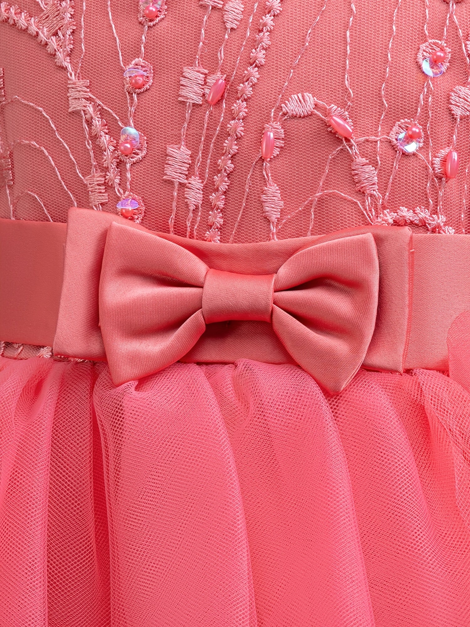 Girls Navy Blue Floral Princess Dress Sleeveless Midi Sequin Beaded Tulle for Special Occasions