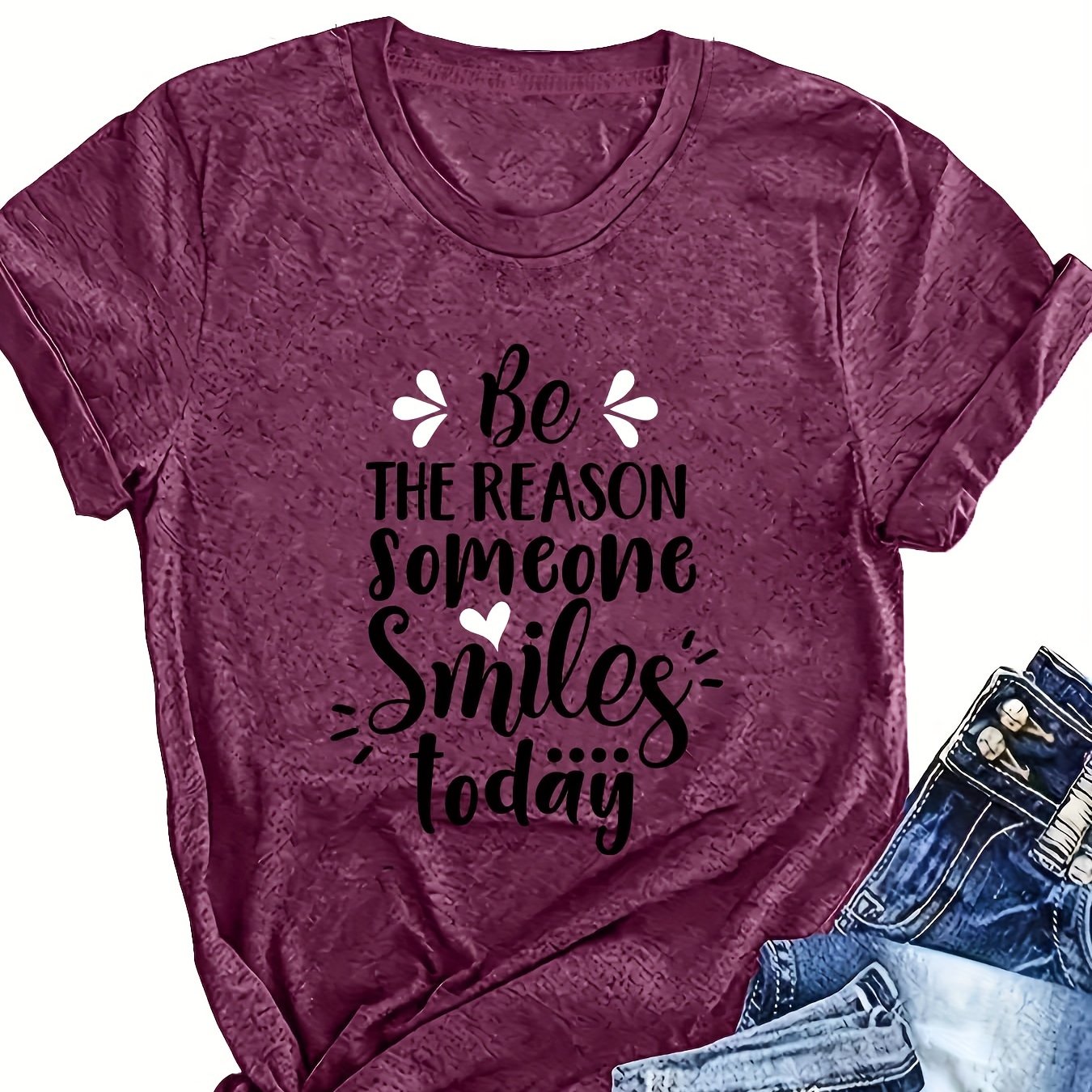 Women’s Short Sleeve Cotton T-Shirt with Letter Print Casual Summer Tee