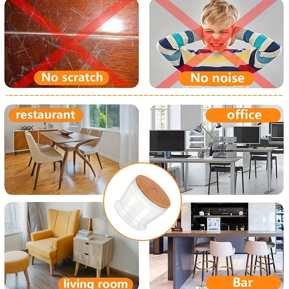 36 Silicone Chair Leg Floor Protectors with Felt Pads for Noise Reduction and Floor Protection