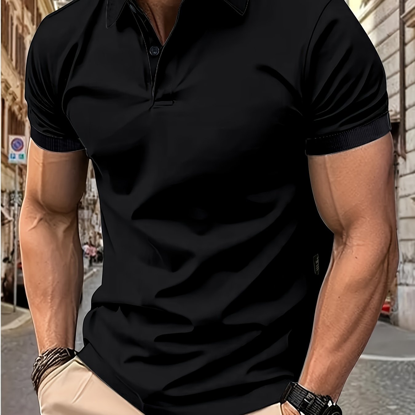 Men's Short Sleeve Solid Color Golf T-Shirt Summer Casual Business Leisure Polyester