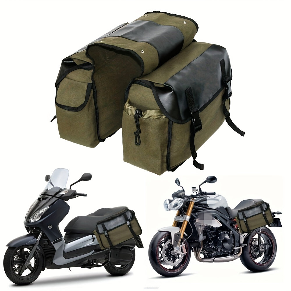 Universal Large Capacity Canvas Motorcycle Saddle Bag for Street Sport Bikes