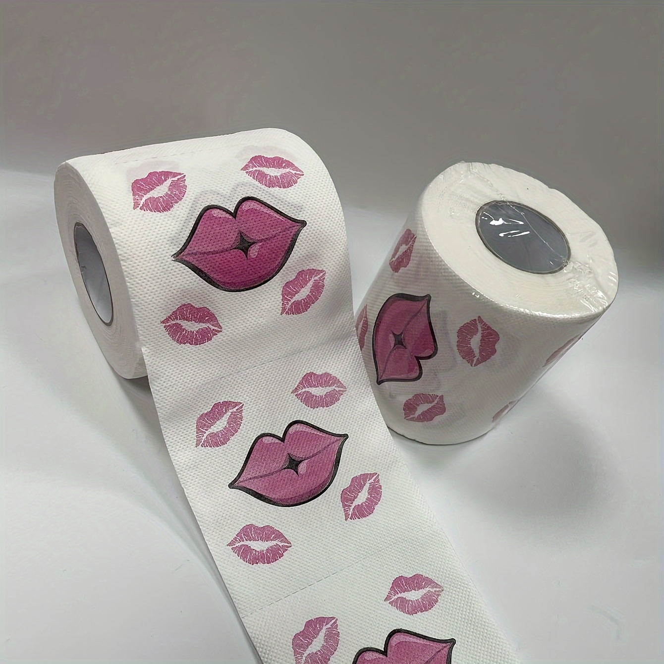 Red Lips Pattern Toilet Paper 1 Roll 3-Ply Bleach-Free Wood Pulp