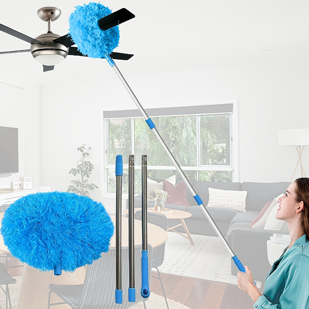 Extendable Microfiber Fan Brush for Dusting Ceiling Fans and High Surfaces