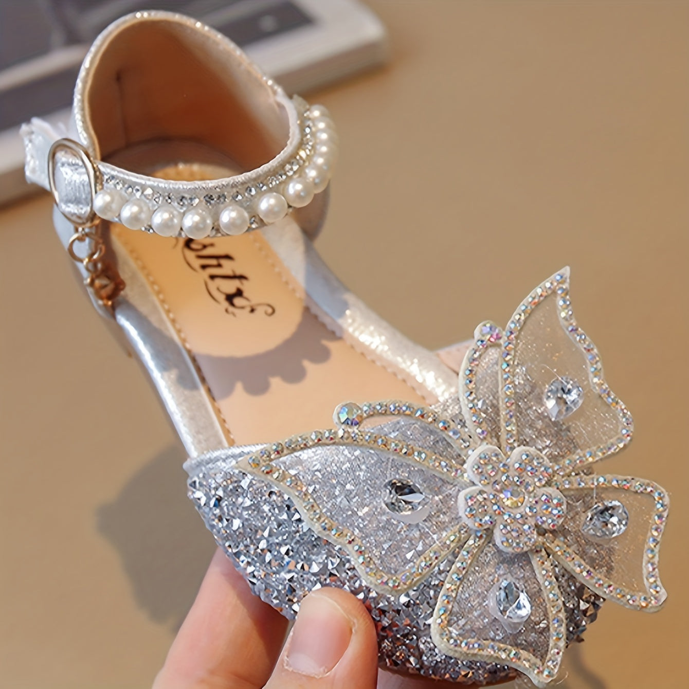 Girls Flat Shoes Sequin Butterfly Design Lightweight Casual Spring Fall