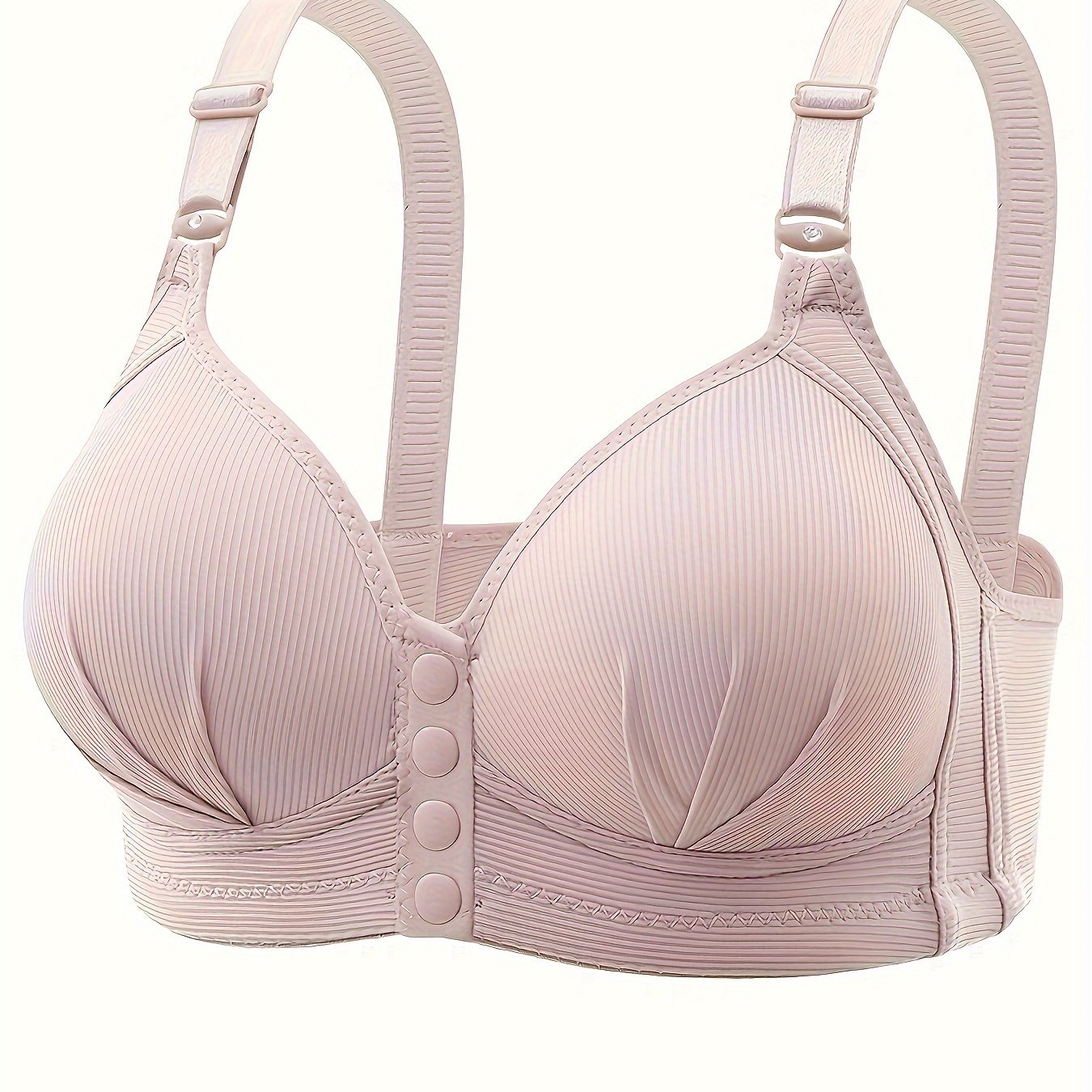 Pink Wireless Full Coverage Push-Up Bra for Women Nylon Elastane Non-Removable Pads