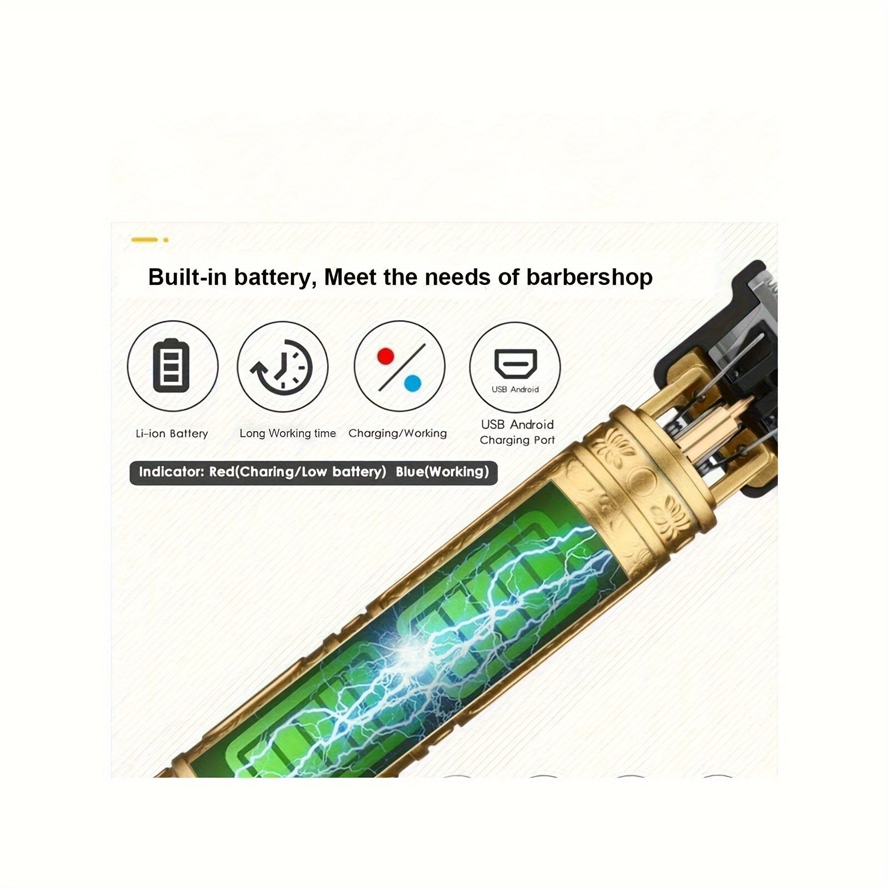 Беспроводной электробритва для мужчин с насадками-фиксатором и перезаряжаемой батареей