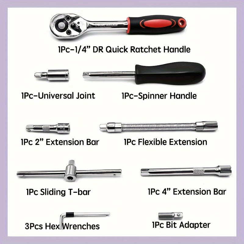 Universal Car and Bicycle Repair Tool Set 46/216 Pieces with Sockets and Drive