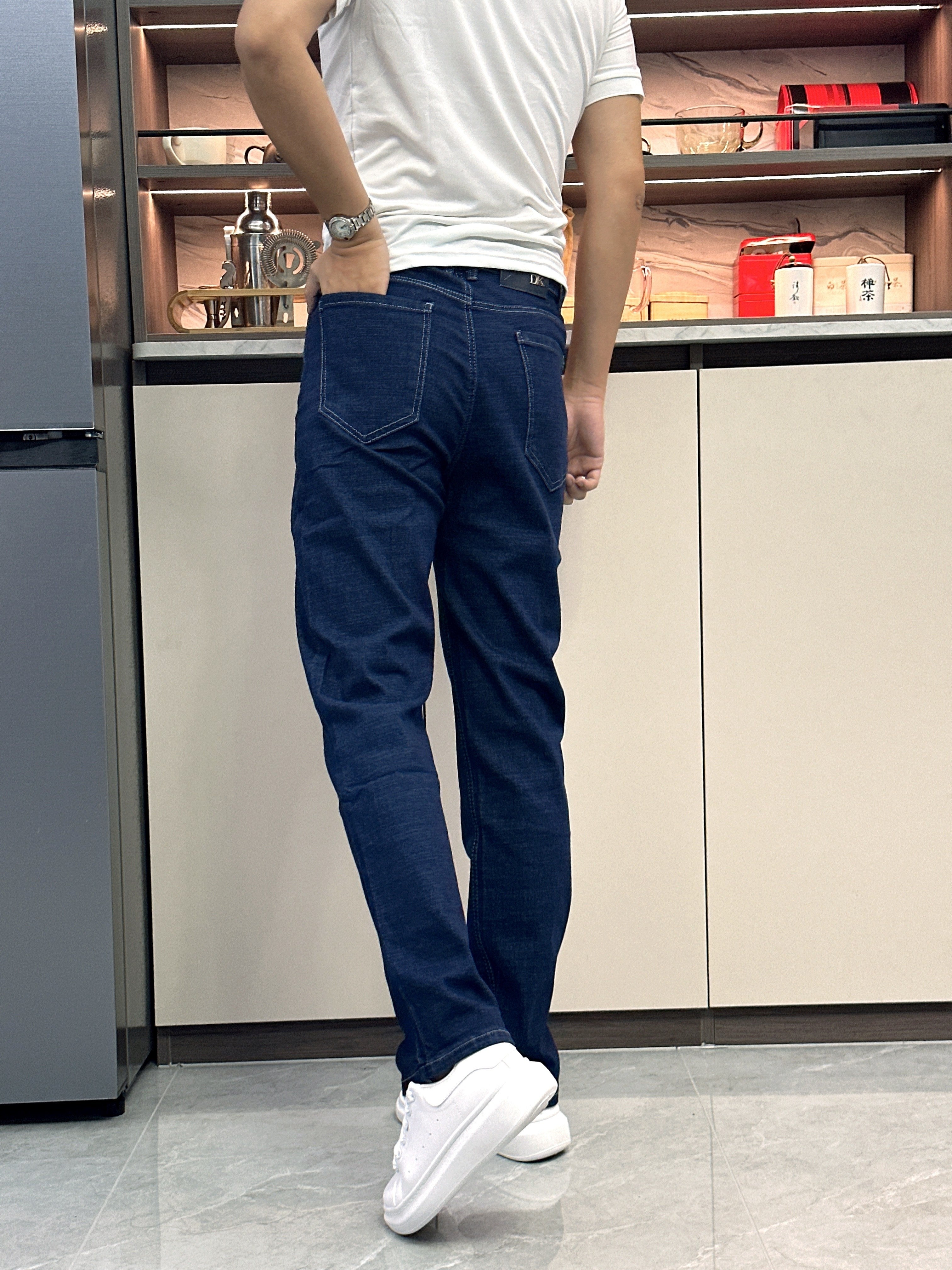 Men's Dark Blue Straight Leg Jeans Casual Work Business All-Season Denim