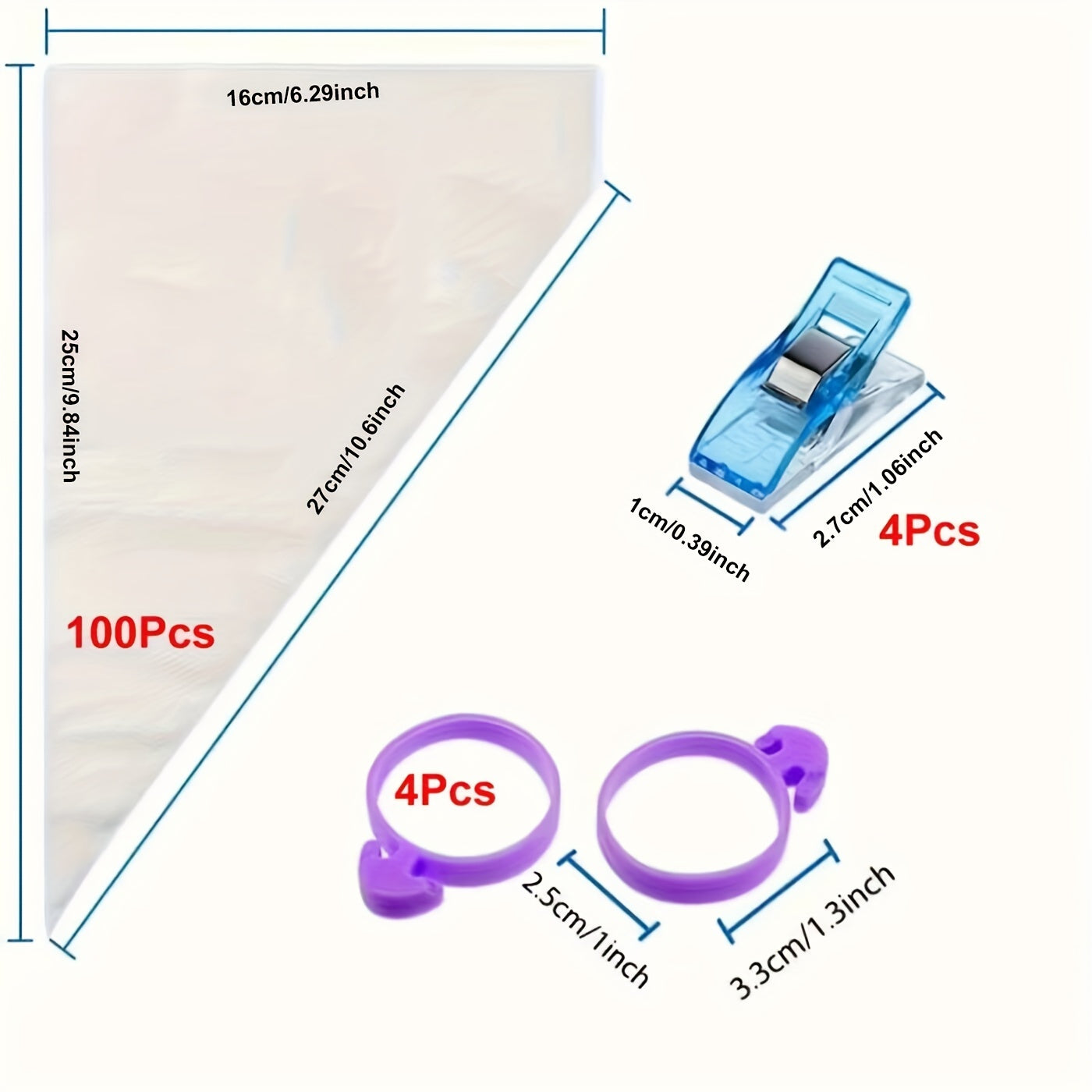 Disposable Piping Bags Set 108 Pieces for Cake and Cookie Decorating