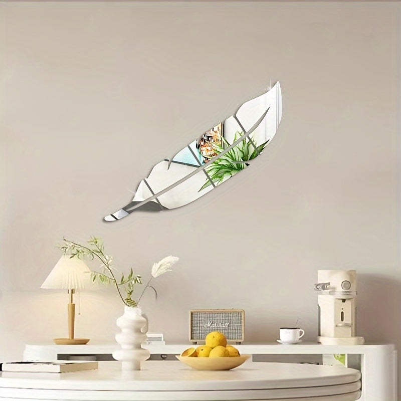 Acrylic Feather Wall Decal for Living Room and Bedroom Decor