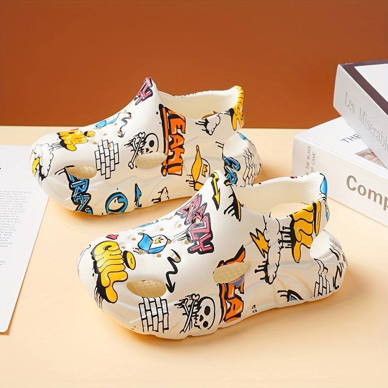 Zapatillas de charol con dibujos animados para niños para niños, ligeras, antideslizantes, para uso en interiores y exteriores