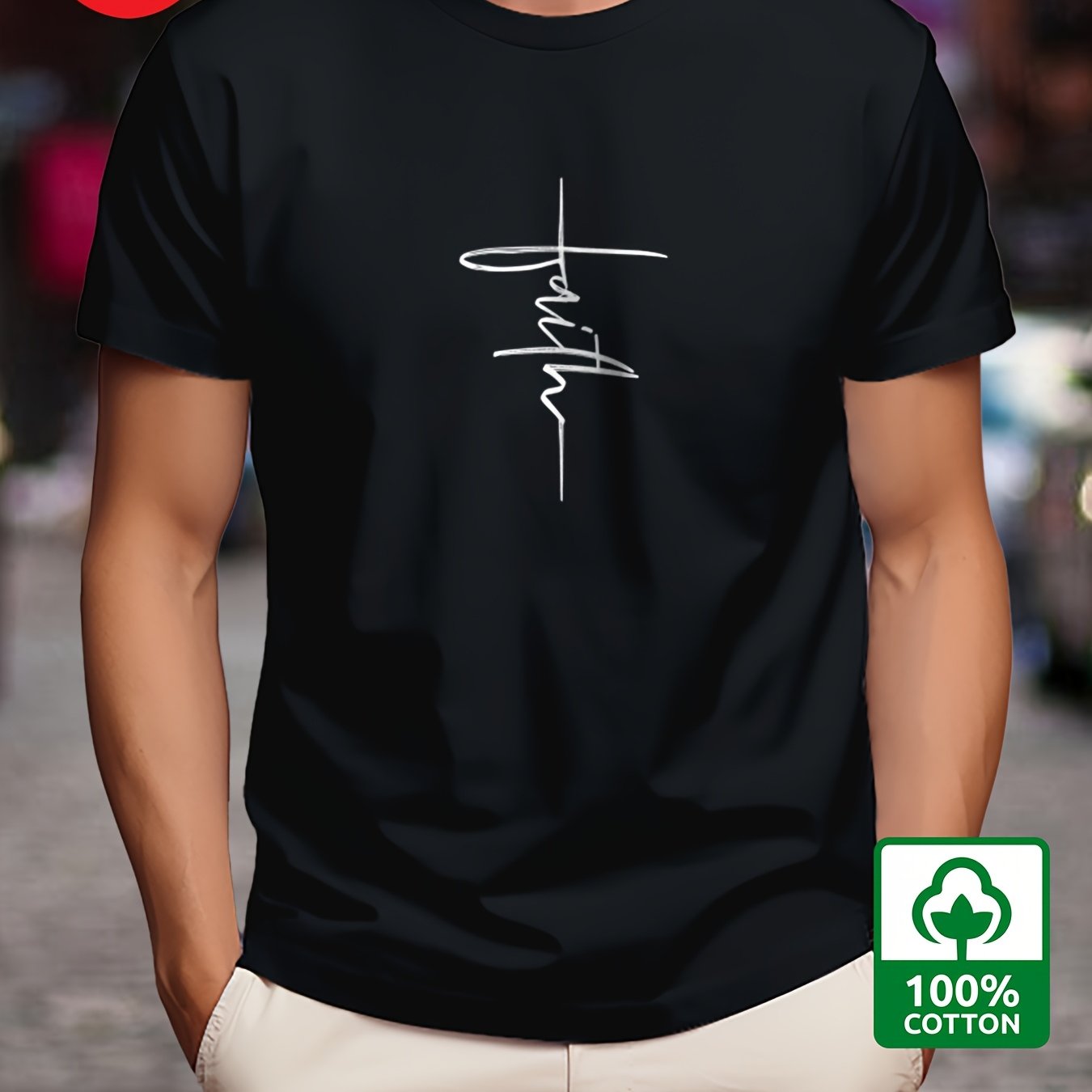 Men's Cotton Graphic Print T-Shirt Short Sleeve Crew Neck Casual Summer Outdoor