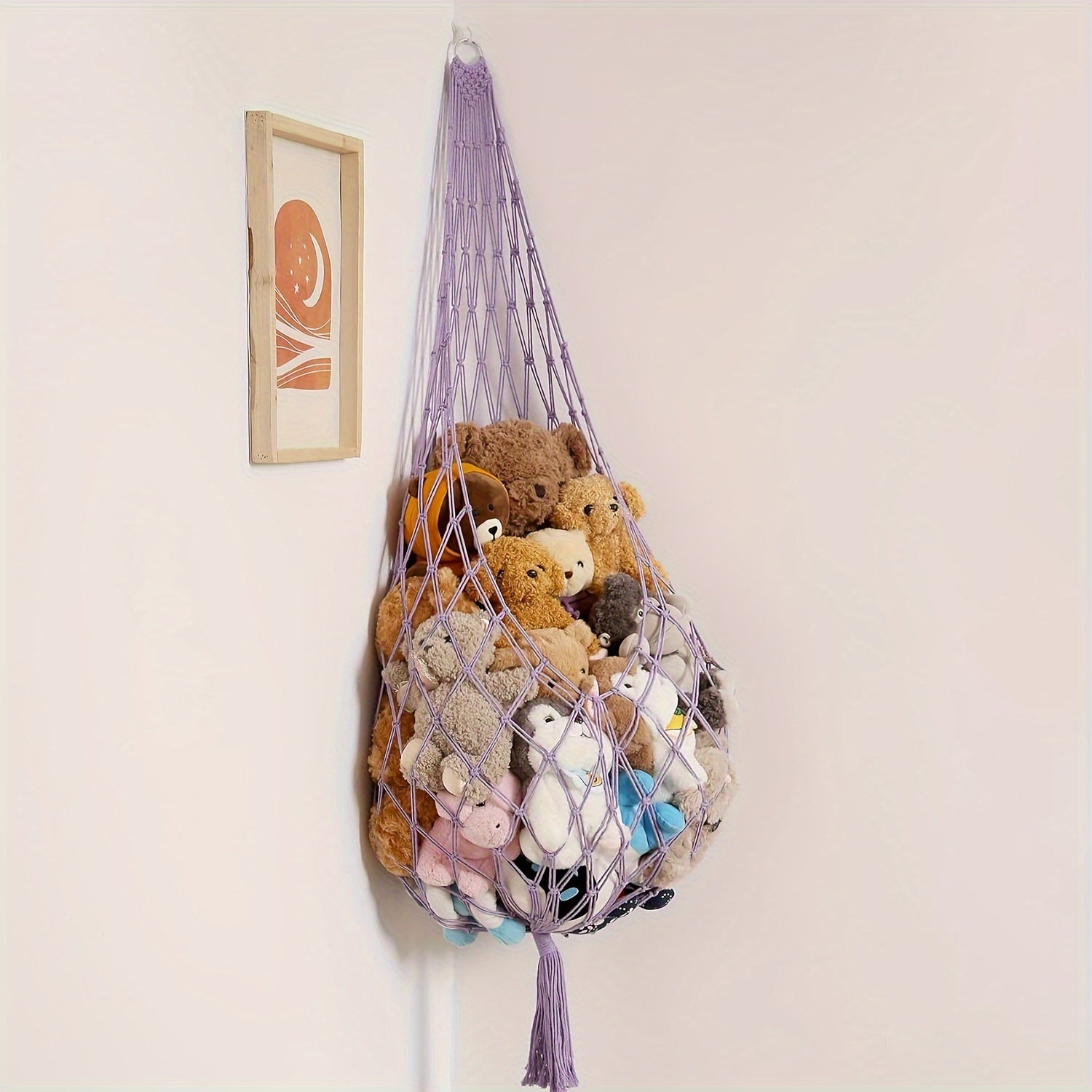 Stuffed Animal Hammock Toy Storage Organizer White Spherical Net for Kids