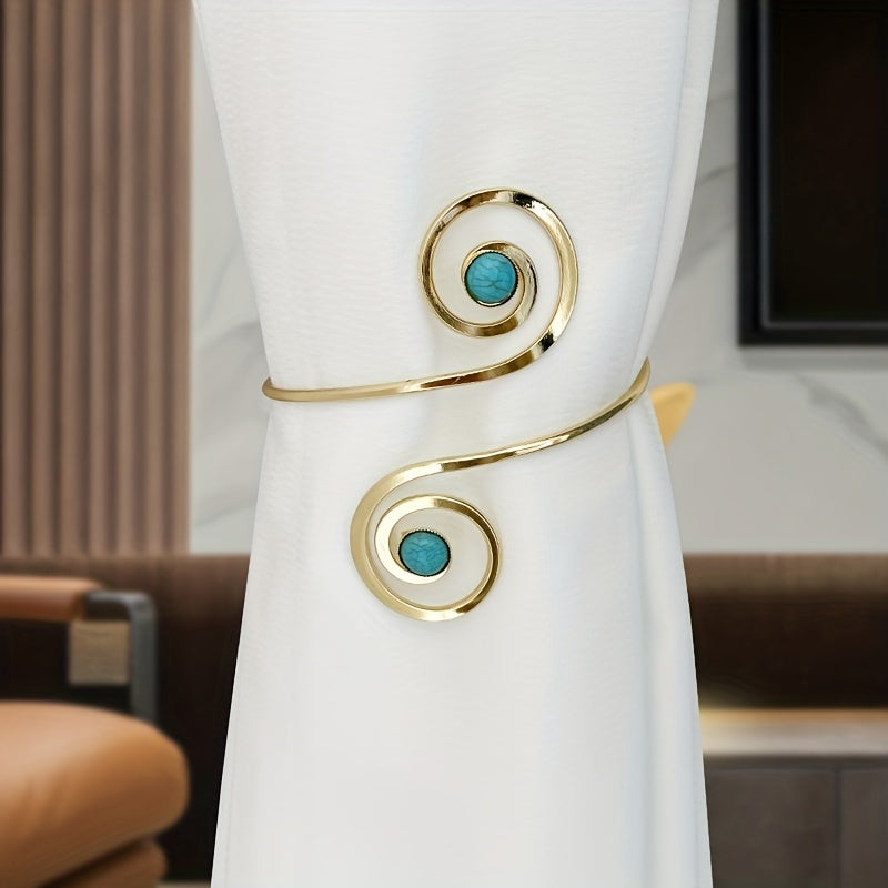 Zamonaviy minimalist metall parda bog'ichlari, pardalarni joyida ushlab turish uchun, yotoqxona yoki yashash xonasi dekoratsiyasi uchun mukammal.