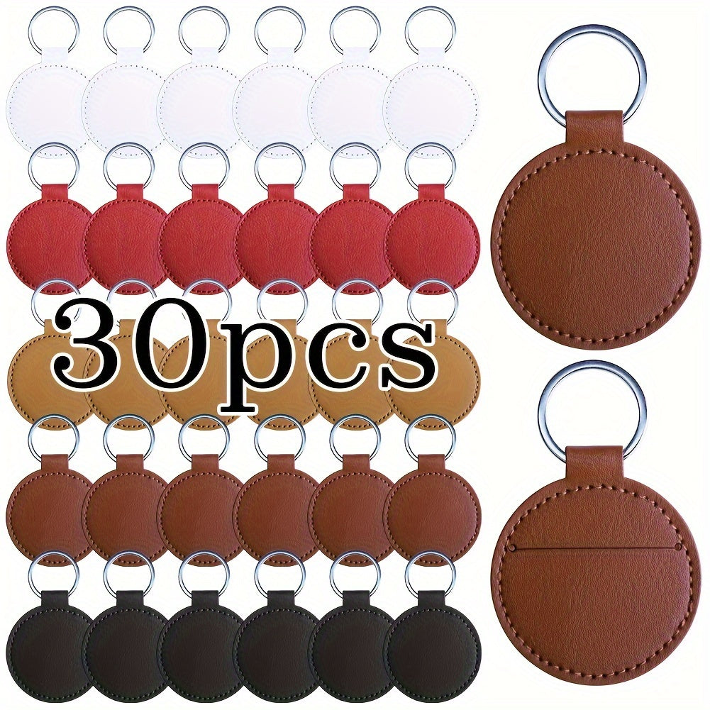 Set of 30/32 PU Leather Key Rings for Men with Laser Engraving, Backpack Keychains