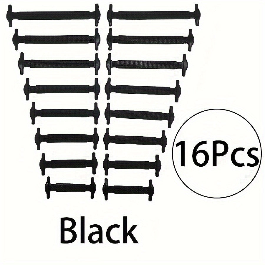 Unisex Stretchy Silicone Lazy No Tie Shoe Laces Flat Elastic Shoe Ties 16 Pack