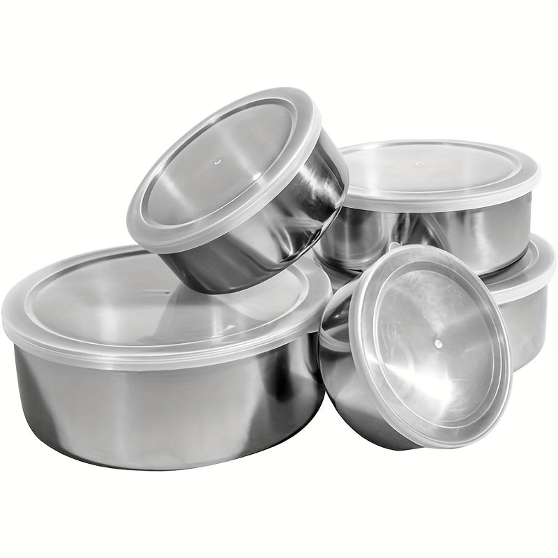 Stainless Steel Storage Containers Set with Clear Lids for Kitchen and Home Organization