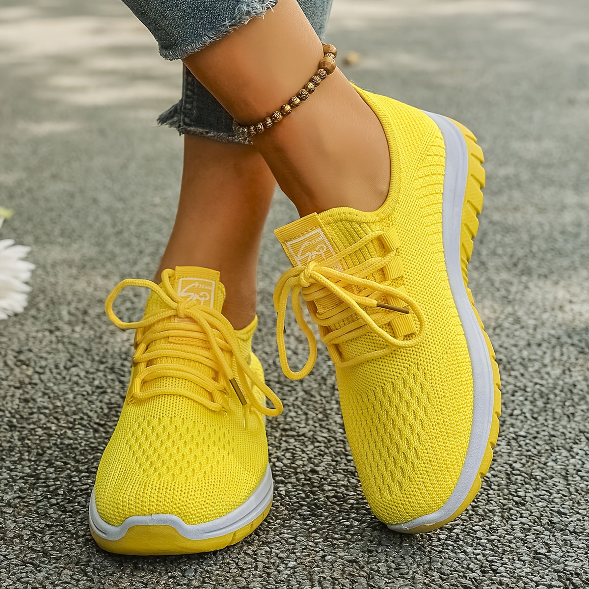 Women's Athletic Mesh Sneakers with Thick Sole and Non-Slip Outsole