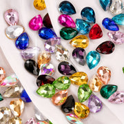 Set of 30 Vibrant Teardrop Rhinestones for Jewelry Making in Assorted Colors