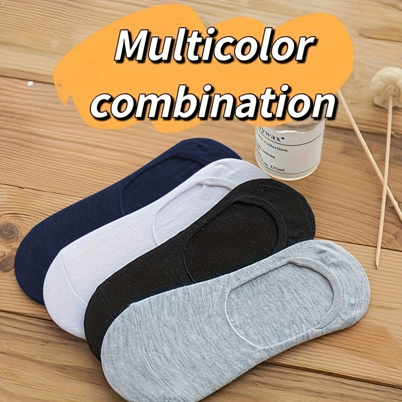 Men's and Women's Mesh Invisible Silicone Non-Slip Socks 4 Pairs Low-Cut Breathable