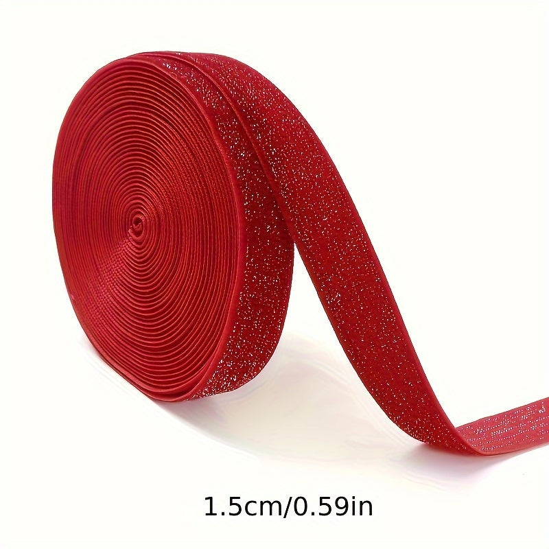 Red Velvet Ribbon 4.57m Glitter Accents for Gift Wrapping Wreaths and Decorations