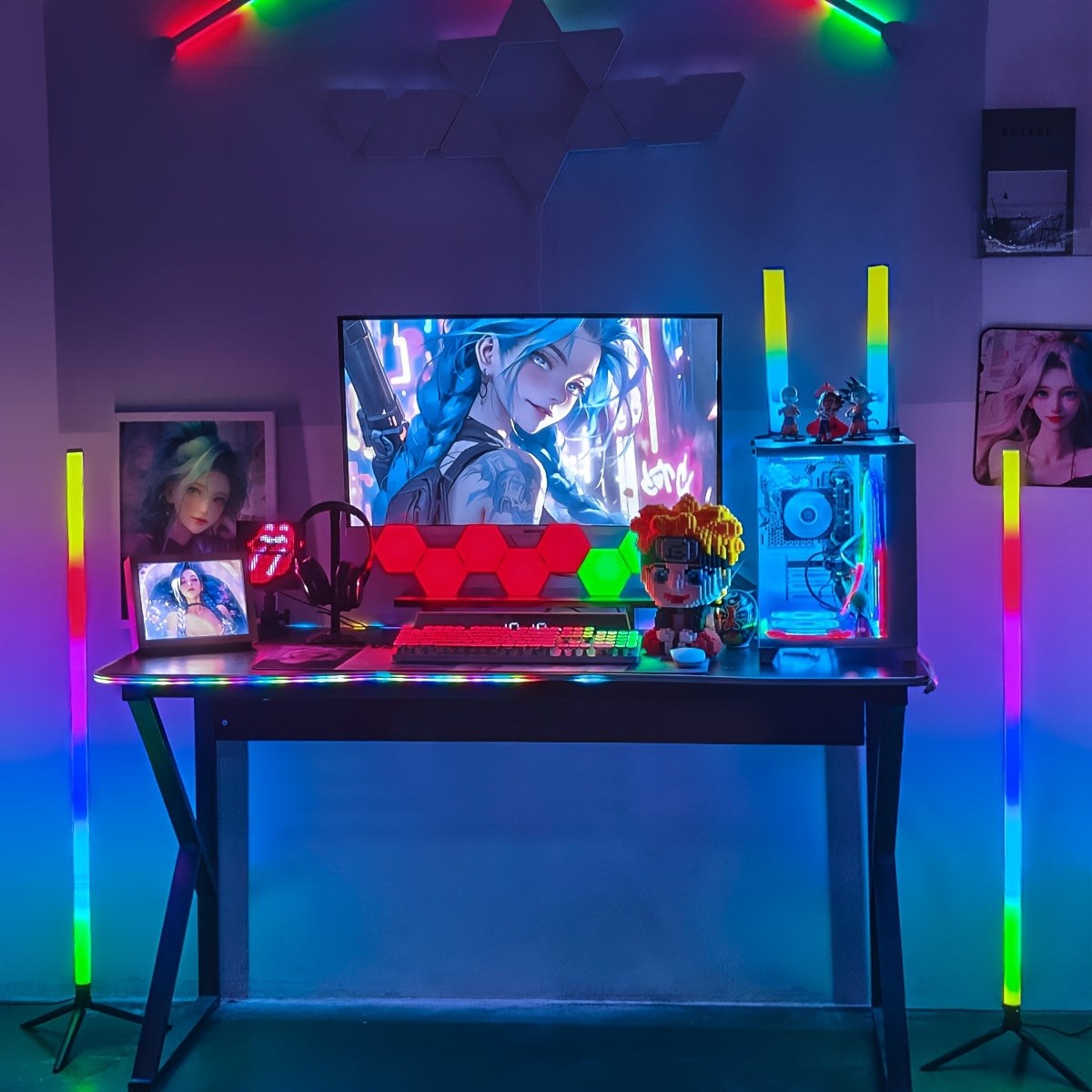 RGB Color Changing LED Floor Lamp with Music Sync Remote Control Adjustable Height 105cm USB Power for Dance Rooms Game Rooms and Parties