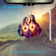 2D Acrylic Pendant Car Mirror Ornament Keychain with Light in Heart