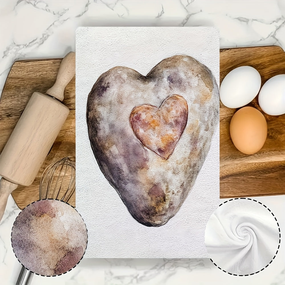 Ultra-Soft Kitchen Towels with Valentine's Potato Design, Absorbent, 40x60 cm