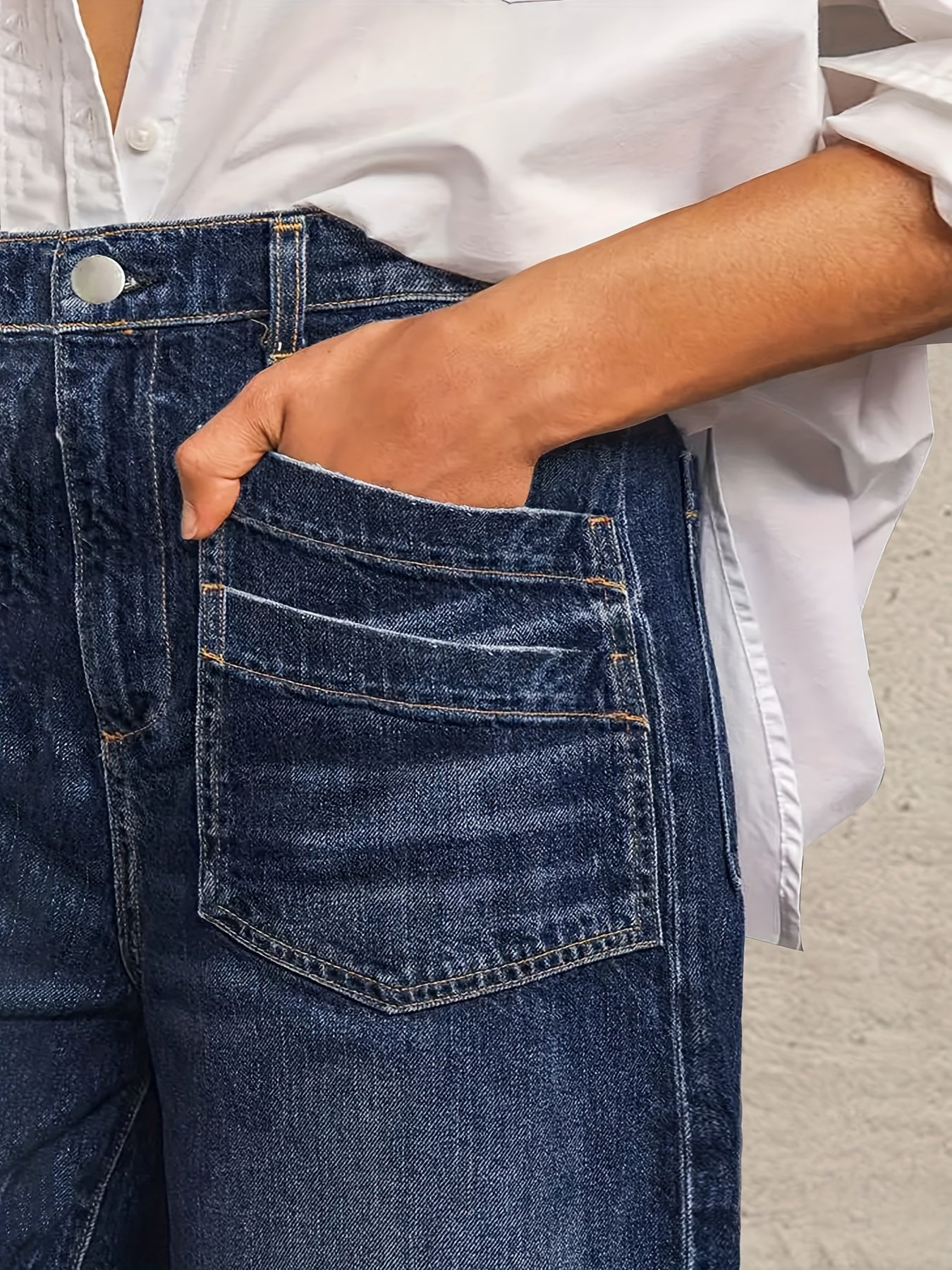 Women Wide Leg Denim Pants Casual Comfortable Blue Summer All Year