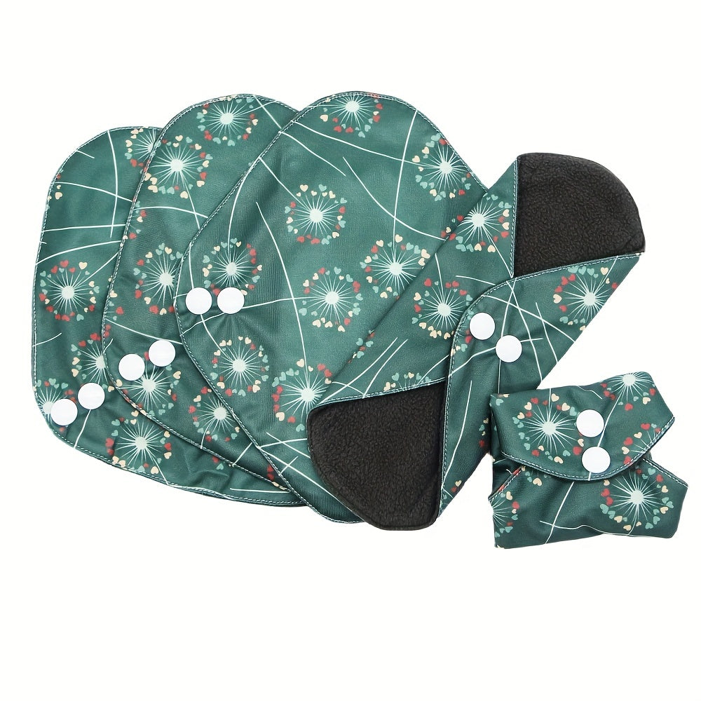 Set of 5 Reusable Bamboo Cloth Sanitary Pads for Heavy Flow Overnight with Wings