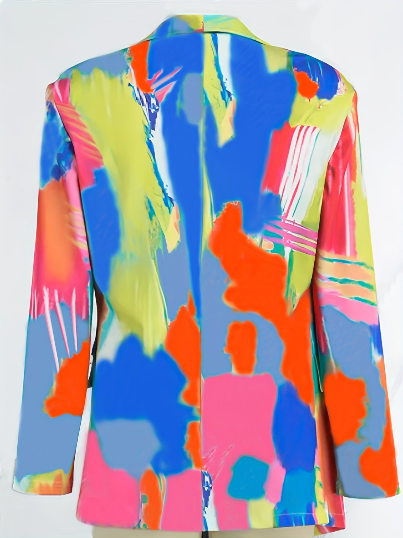 Plus Size Tie-Dye Blazer for Women Lightweight Polyester Casual Fall Winter