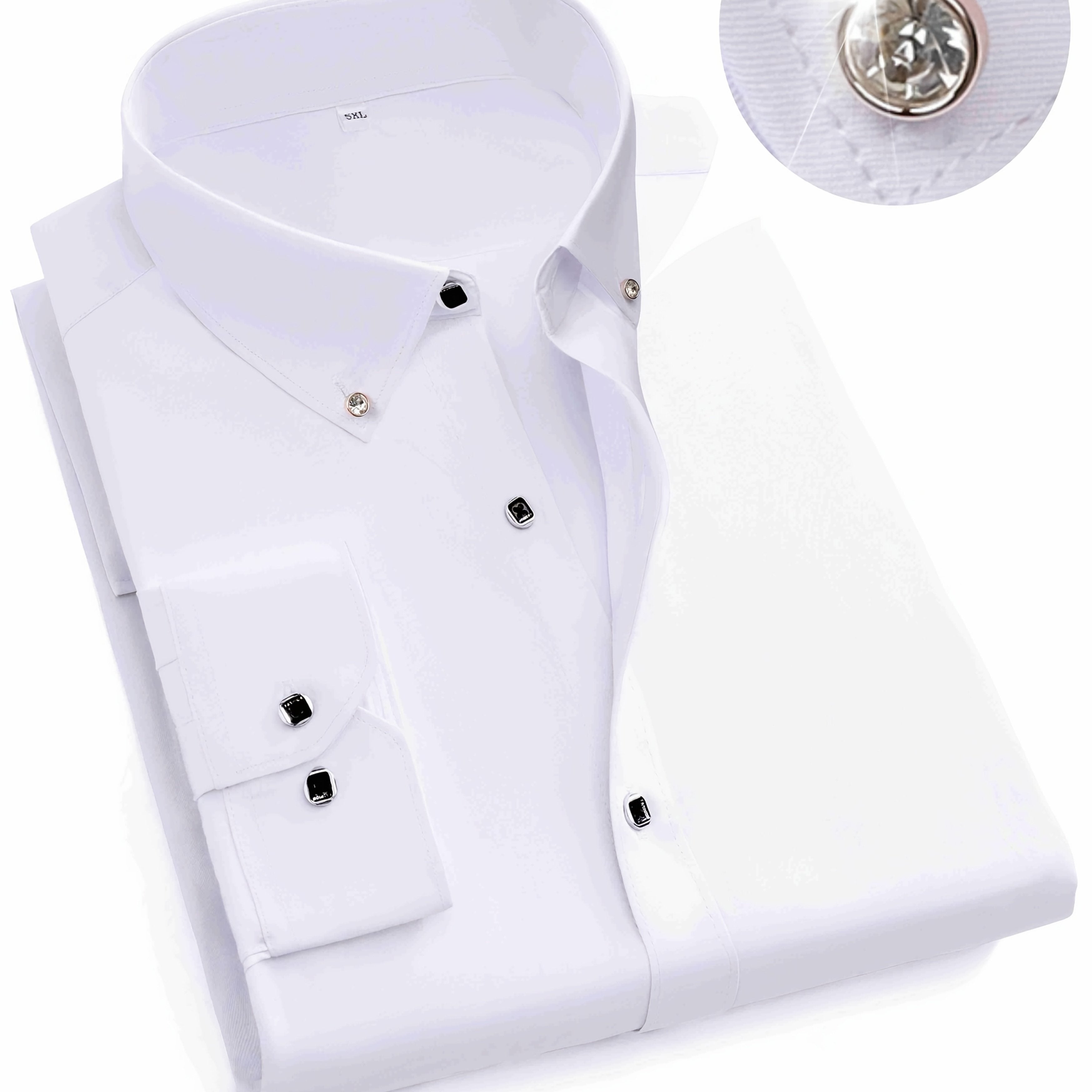 Men's Cotton Blend Short Sleeve Shirt with Lapel Collar Regular Fit Solid Color Breathable Fabric