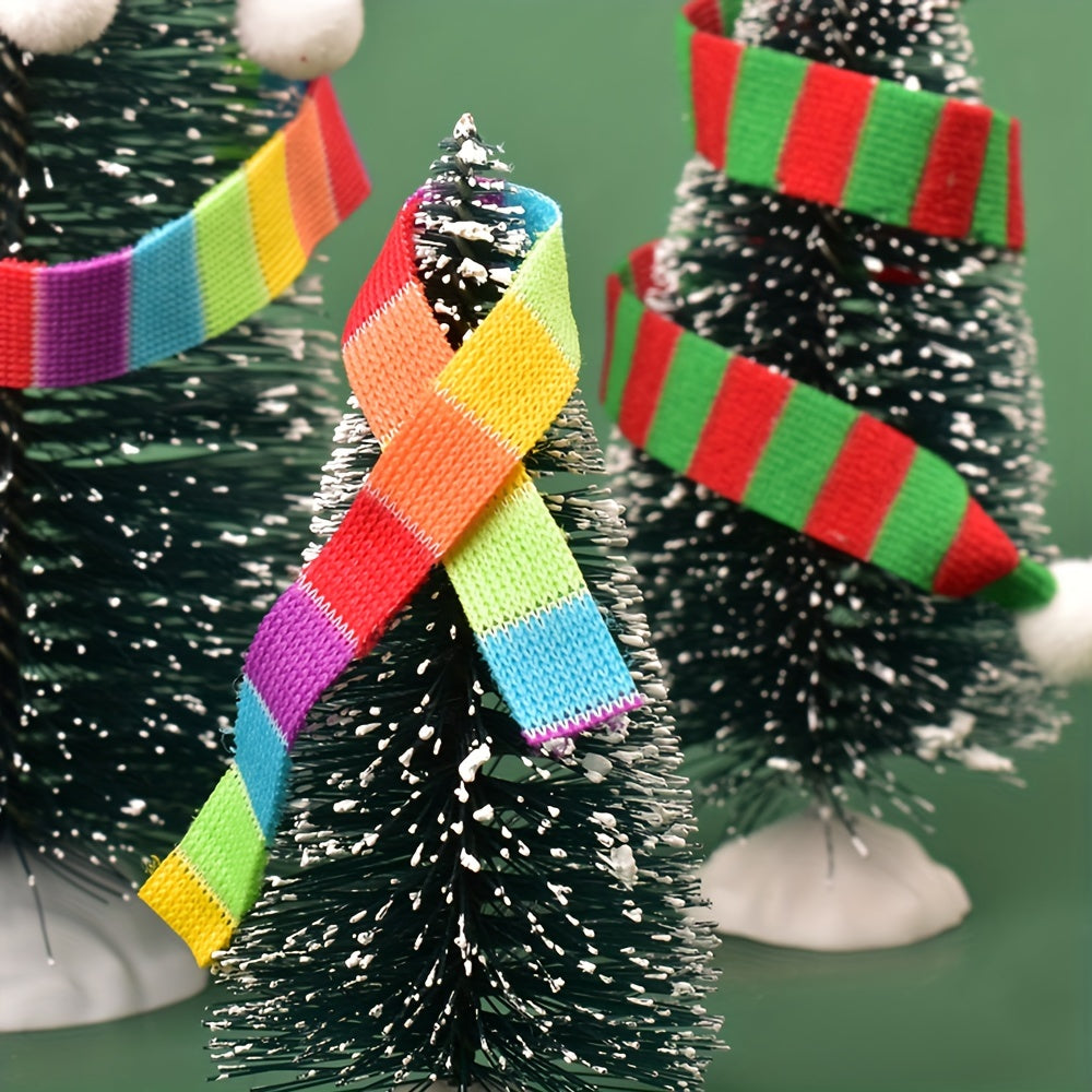 10 шт. Мини-шарфы для вина на Рождество, украшения для рождественской елки, поделки своими руками, шарфы для кукол и рождественские принадлежности.