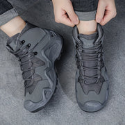 Men's Casual Hiking Sneakers Leather Fabric All-Weather Comfort