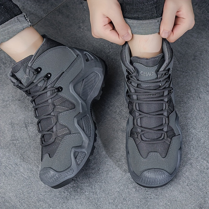 Men's Casual Hiking Sneakers Leather Fabric All-Weather Comfort