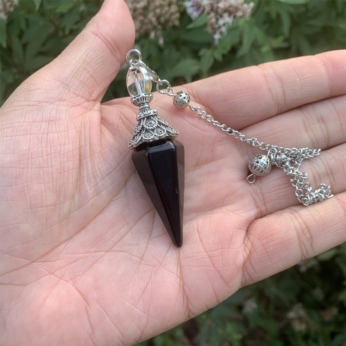 Natural Six Pyramid Crystal Pendulum Hanging Ornament Multi-Colored Gemstone Jewelry