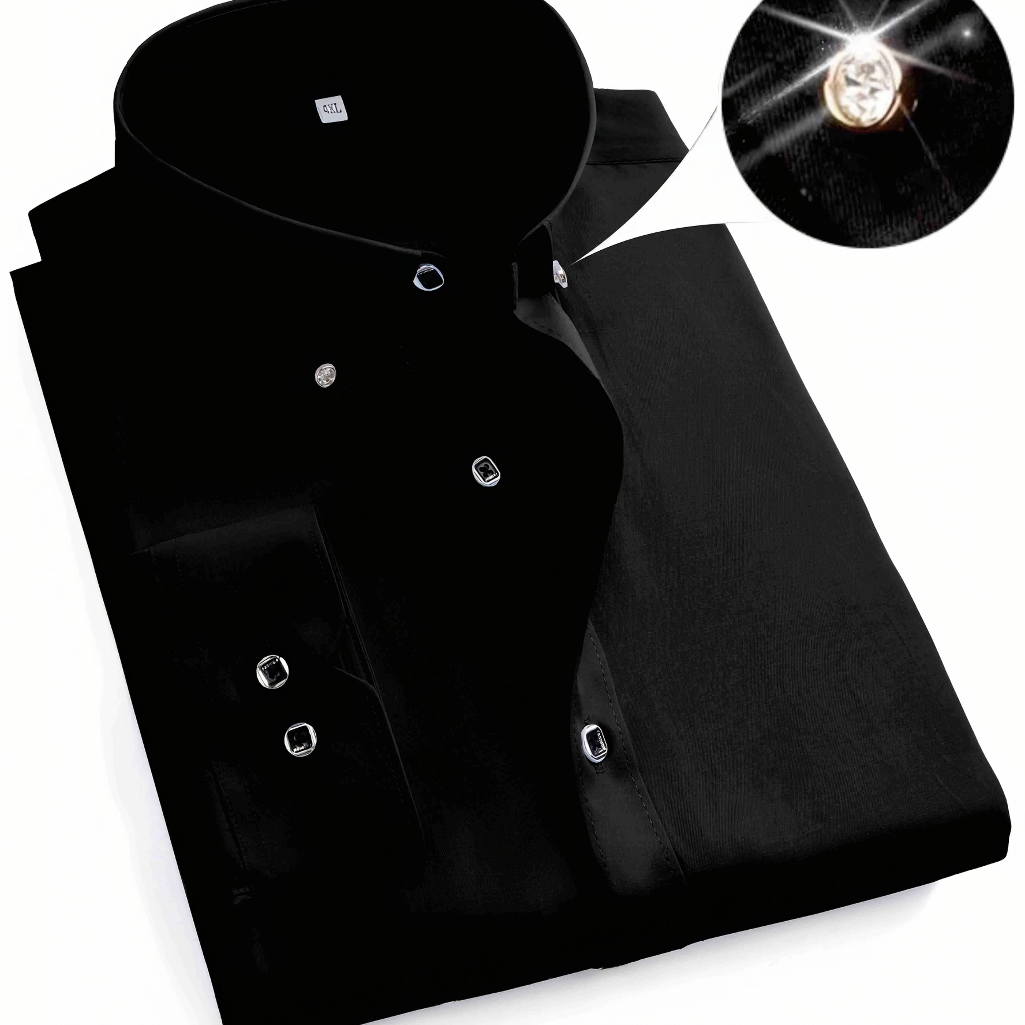 Men's Cotton Blend Short Sleeve Shirt with Lapel Collar Regular Fit Solid Color Breathable Fabric