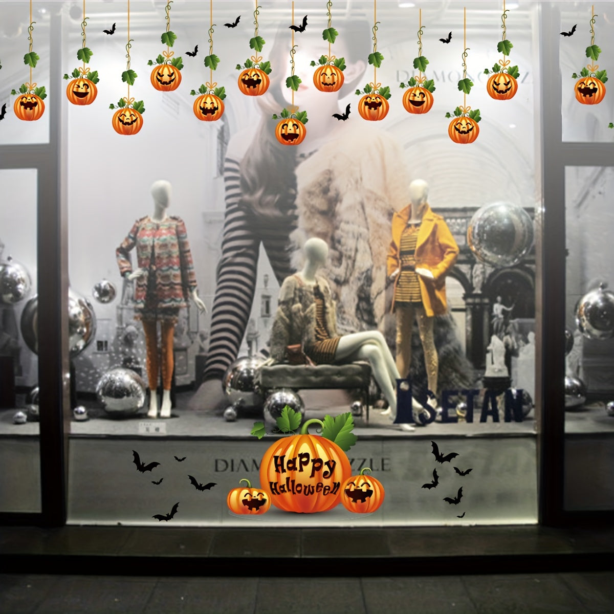 Halloween Pumpkin Static Window Stickers Double-Sided Festive Decor