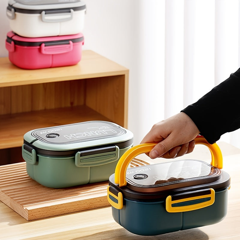 Double-Layer Leakproof Lunch Box with Spoon and Fork for Office Use Durable Microwave Safe Bento Container