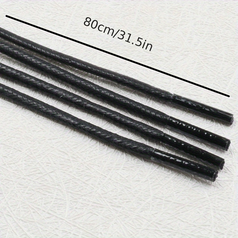 Men Women Black Round Waxed Leather Shoelaces for Formal Shoes